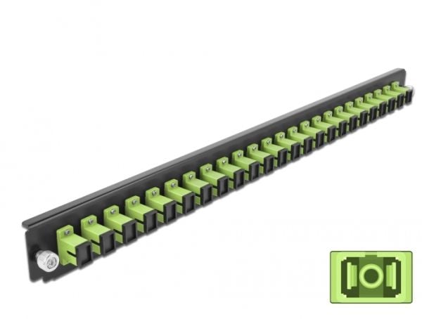 Delock - Fiber-optic splice box rack mount panel - front - SC MM X 24 - limegrønn - 1U - 19"