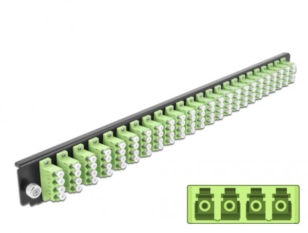 Delock - Fiber-optic splice box rack mount panel - front - LC MM X 24 - limegrønn - 1U - 19"