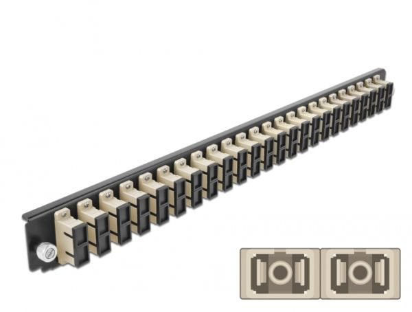 Delock - Fiber-optic splice box rack mount panel - front - SC MM X 24 - beige - 1U - 19"