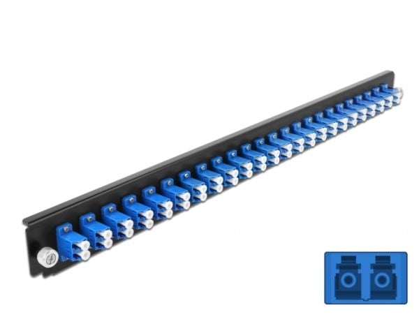 Delock - Fiber-optic splice box rack mount panel - front - LC SM X 24 - blå - 1U - 19"