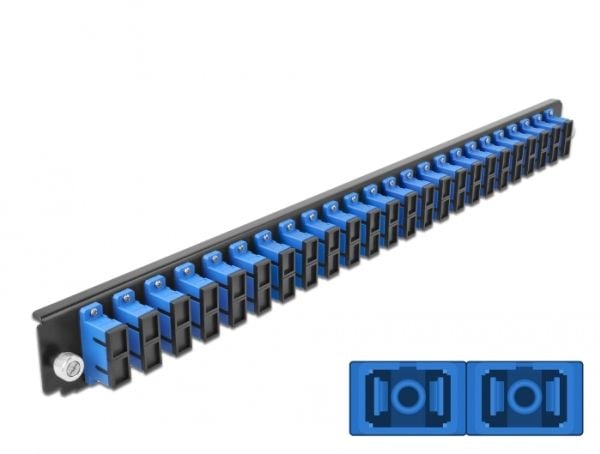 Delock - Fiberoptisk skjøtebokspanel - front - SC SM X 48 - sort, blå - 1U - 19"