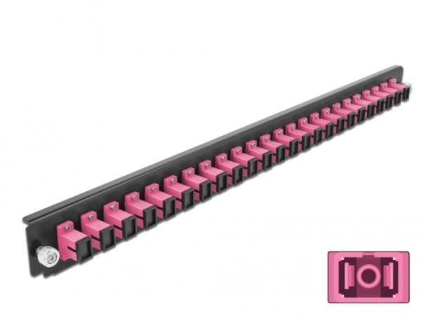 Delock - Fiber-optic splice box rack mount panel - front - SC MM X 24 - fiolett - 1U - 19"