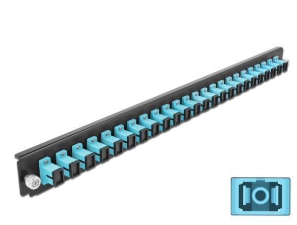 Delock - Fiber-optic splice box rack mount panel - front - SC MM X 24 - akvamarin - 1U - 19"