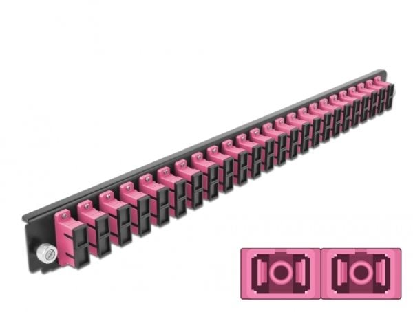 Delock - Fiber-optic splice box rack mount panel - front - SC MM X 24 - fiolett - 1U - 19"