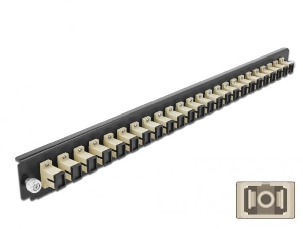 Delock - Fiber-optic splice box rack mount panel - front - SC MM X 24 - beige - 1U - 19"
