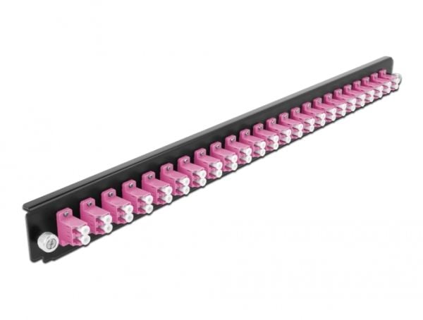 Delock - Fiber-optic splice box rack mount panel - front - LC MM X 24 - fiolett - 1U - 19"