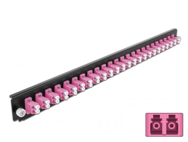 Delock - Fiber-optic splice box rack mount panel - front - LC MM X 24 - fiolett - 1U - 19"