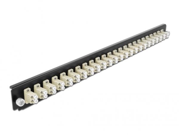 Delock - Fiber-optic splice box rack mount panel - front - LC MM X 24 - beige - 1U - 19"
