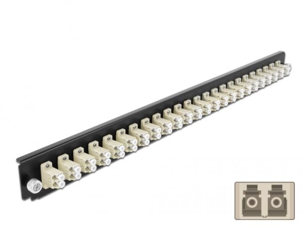 Delock - Fiber-optic splice box rack mount panel - front - LC MM X 24 - beige - 1U - 19"