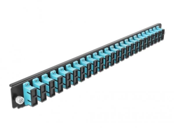 Delock - Fiberoptisk skjøtebokpanel - foran - SC SM X 48 - svart, akvamarin - 1U - 19"