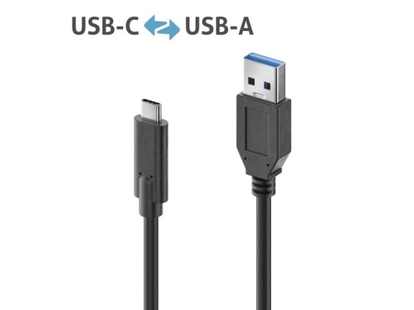 PureLink USB-C til USB-A-kabel - 3.1 Gen 2, 3A/5V/15W, 10G - iSeries - svart - 1,00 m