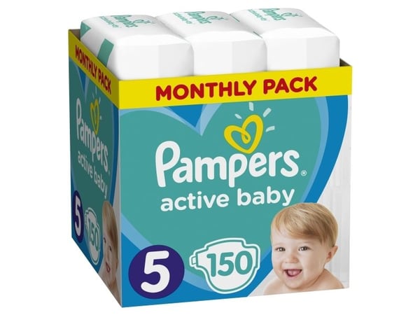 Pampers Active Baby 5 bleier, 11-16 kg, 150 stk.