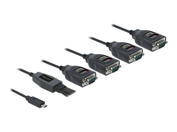 Delock - USB / seriell kabel - 24 pin USB-C (hane) till DB-9 (hane) - 5 V - 90 mA - 38/48/60/72 cm - väggfristående skruvar, aktiv, dubbelriktad - ...