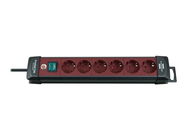 Brennenstuhl 1951760100, 6 AC-pistorasia(a), Tyyppi F, Musta, Bordeaux, 3 m, 410 mm