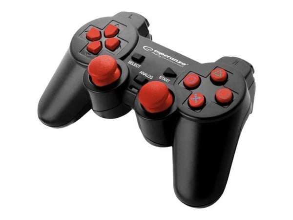 Esperanza CORSAIR - Spelkontroll - kabelansluten - svart, röd - för Sony PlayStation 2, PC, Sony PlayStation 3