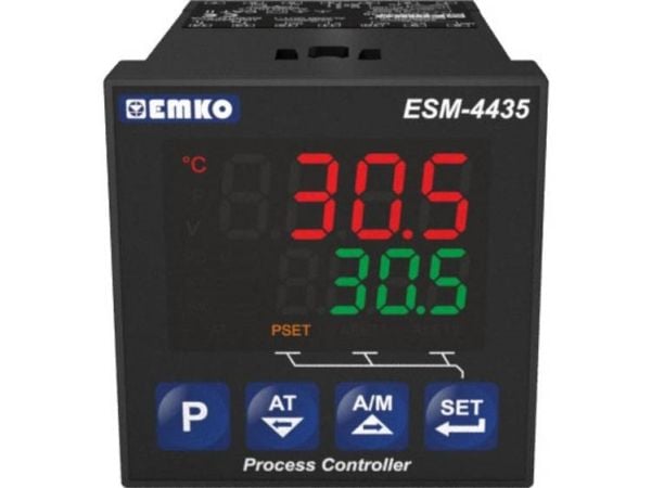 Emko ESM-4435.2.20.0.1/01.04/0.0.0.0.0 2-punktinen, P, PI, PD, PID Lämpötilansäädin Pt100, T, J, K, R, S -200 til 1700 °C (L x B x K) 88 x 48 x 48 mm