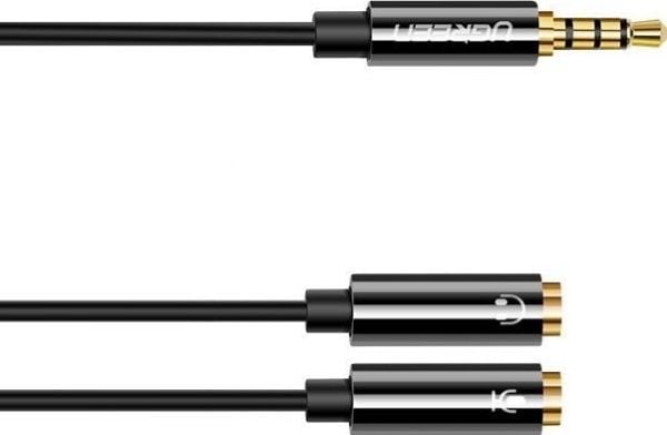 Ugreen - Lydkabel - 4-polet miniplugg til stereo minijackplugg, miniplugg - 20 cm - svart