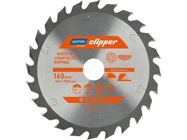 Norton Clipper NORTON sirkelsag 160 mm x 20 mm x 24z TRE OG KOMPOSITTER ATB (1,8 / 1,2) N70184608040
