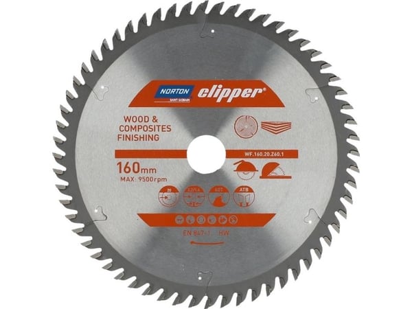 Norton Clipper NORTON SIRKULSAG 160 mm x 20 mm x 60z TRE OG KOMPOSITTER ATB (2,2 / 1,6) N70184608089