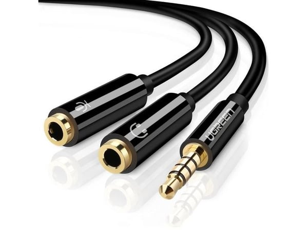 Ugreen - Lydkabel - 4-polet miniplugg til stereo minijackplugg, miniplugg - 20 cm - svart
