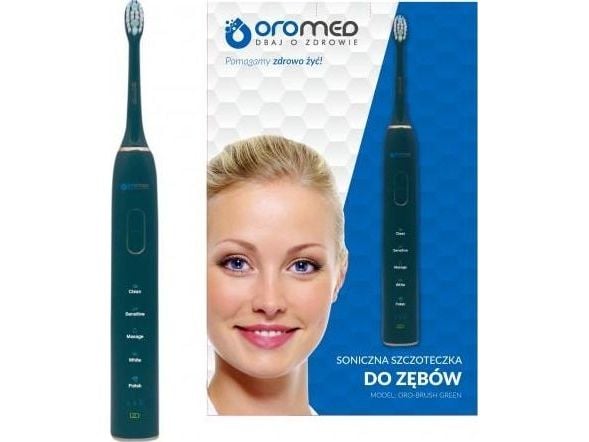 Oromed ORO-BRUSH GREEN, Voksen, Sonik tannbørste, Massasje, Polering, Sensitiv / Myk, Whitening, 38000 bevegelser per minutt, Grønn, 2 min