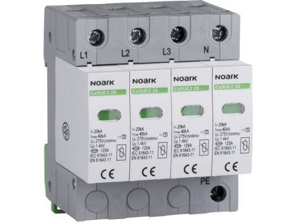 Noark overspenningsvern, type II, 275 V AC, 20 kA, utskiftbar innsats, 4-trinn (Ex9UE2 20 4P 275)