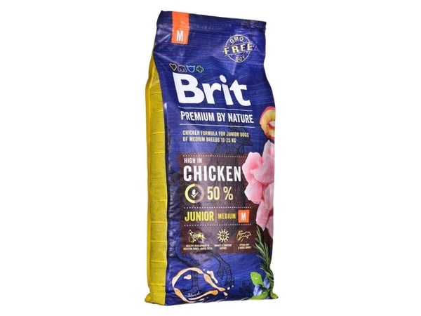 BRIT Premium by Nature Junior Medium Chicken tørrfôr til hund 15 kg
