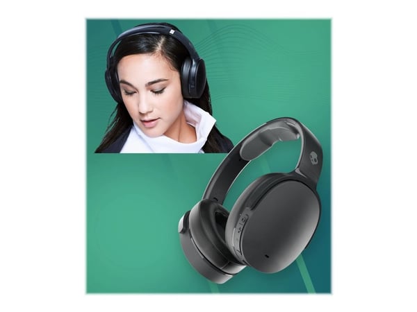 Skullcandy HESH ANC - Hodetelefoner med mikrofon - full størrelse - Bluetooth - trådløs, kablet - aktiv støydemping - ekte svart