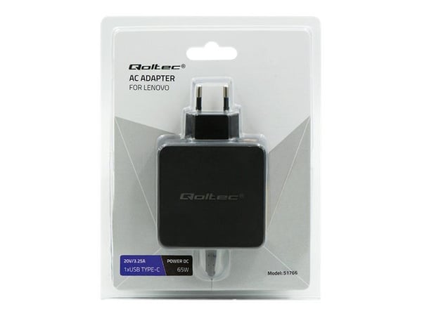 Qoltec - Strömadapter - AC 220-240 V - 65 Watt - svart