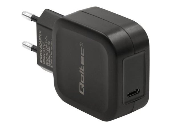 Qoltec - Strömadapter - 20 Watt - 3 A - PD (USB-C) - svart