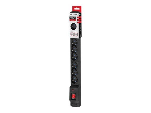 Armac Multi M9 - pistorasia - AC 230 V - 3680 Watt - tulo: Tyyppi E - lähtöliittimet: 9 (9 x tyyppi E) - 2,5 m johto - musta - musta