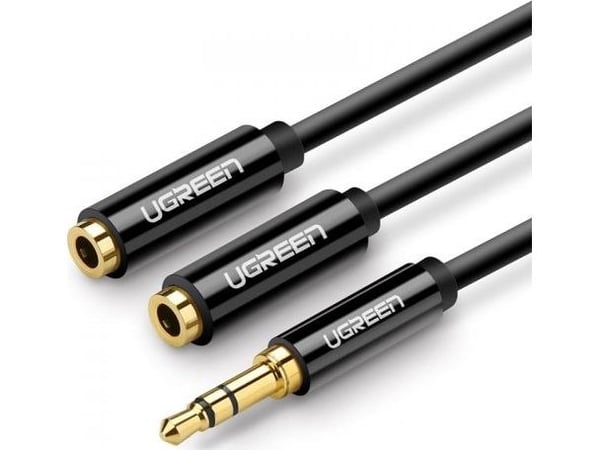 Ugreen 20816, 2.5mm, Hankjønn, 2 x 3.5mm, Hunkjønn, 0,0025 m, Svart