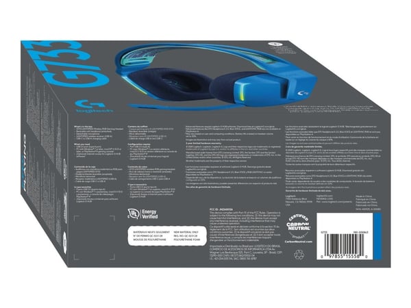 Logitech G G733 LIGHTSPEED Wireless RGB Gaming Headset - Hodesett - full størrelse - 2,4 GHz - trådløs - blå