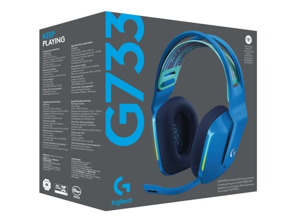 Logitech G G733 LIGHTSPEED Wireless RGB Gaming Headset - Hodesett - full størrelse - 2,4 GHz - trådløs - blå