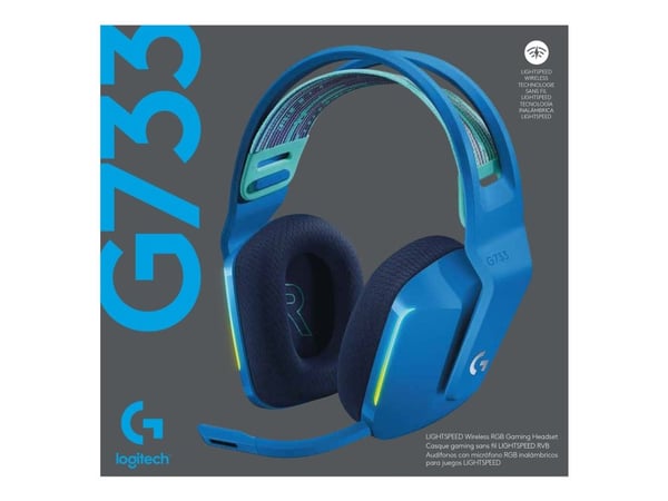 Logitech G G733 LIGHTSPEED Wireless RGB Gaming Headset - Hodesett - full størrelse - 2,4 GHz - trådløs - blå