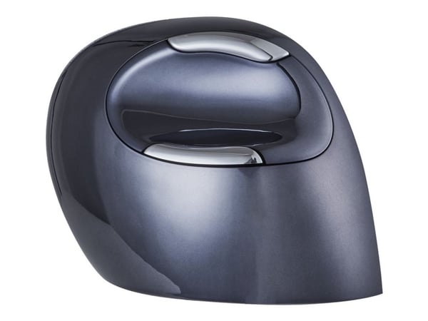 BakkerElkhuizen Evoluent D, Oikeakätinen, Vaakasuuntainen muotoilu, Laser, Langaton RF, 3200 DPI, Musta, Harmaa, Hopea