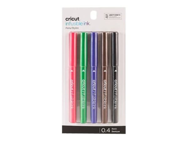Cricut Infusible Ink - Fiberspetspenna - för textil - svart, purpurrött, ultraviolett, ljusgrön, tawny - vattenbaserat bläck - 0.4 mm - fin (paket ...