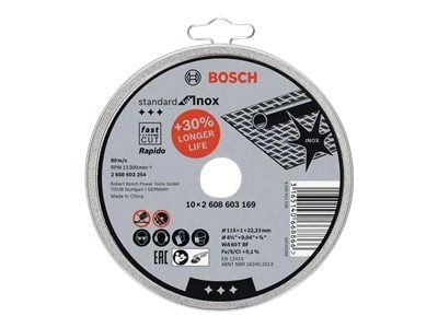 Bosch Standard for INOX Rapido - Leikkuukiekko - ruostumattomalle teräkselle - 10 kpl - 115 mm Bosch Standard for INOX Rapido - Leikkuukiekko - ruostumattomalle teräkselle - 10 kpl - 115 mm