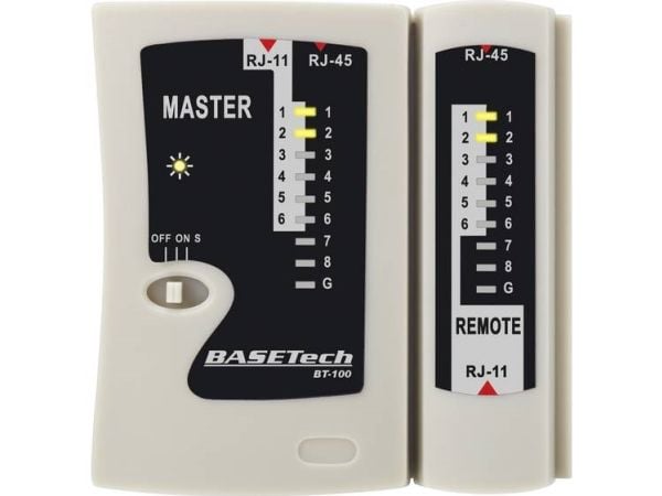 Basetech kabeltester BT-100 BT-100 Egnet for RJ-45, RJ-11
