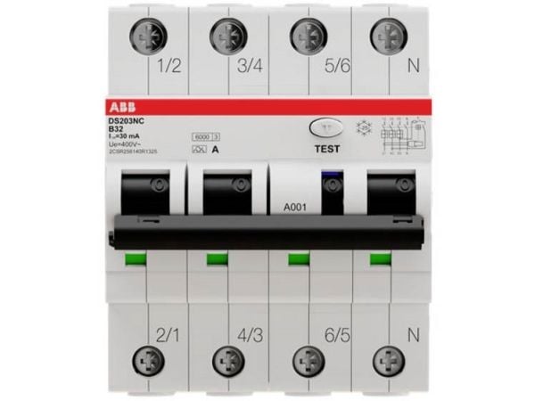 ABB DS203NC, Residual-current device with overcurrent protection (RCBO), Typ A, 6000 A, IP2X