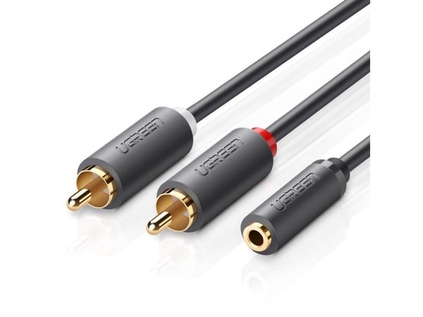 Ugreen 10561, 3.5mm, Hunkjønn, 2 x RCA, Hankjønn, 0,2 m, Sort