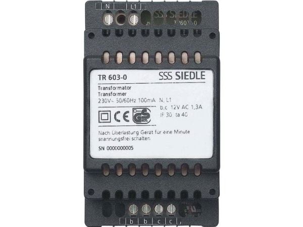 Siedle TR 603-0, Strømforsyning, Sort, Siedle, CE, 0 - 40 °C, 53,5 mm