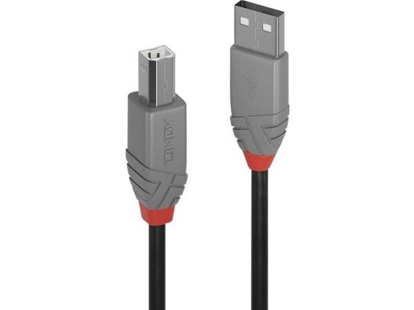 Lindy 36673, 2 m, USB A, USB B, USB 2.0, 0,48 Gbit/s, Svart