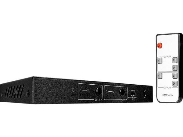 Lindy 38302, AV-matriisikytkin, 18 Gbit/s, 4096 x 2160 pikseliä, Toslink, Musta, Metalli
