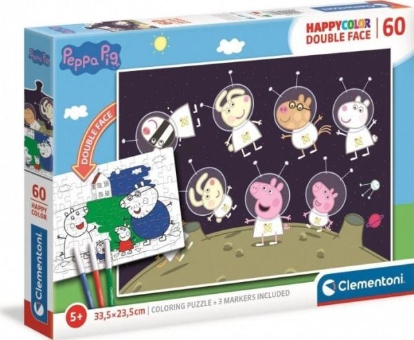 Clementoni puslespill 60 brikker Double Face Gris Peppa 26096