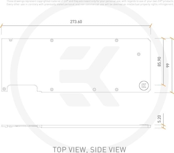 EK Water Blocks 3831109832677, Bakplate, Nickel, Sølv