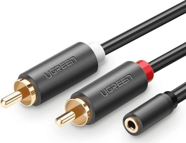 Ugreen 10561, 3.5mm, Hunkjønn, 2 x RCA, Hankjønn, 0,2 m, Sort