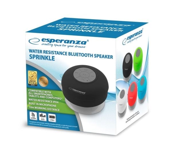 Esperanza EP124 SPRINKLE - kaiutin - kannettava - langaton - Bluetooth - 3 Watt - musta