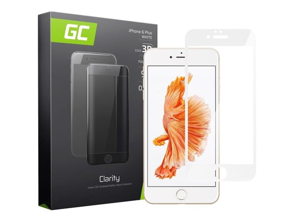 Green Cell Clarity - Skjermbeskyttelse for mobiltelefon - glass - rammefarge hvit - for Apple iPhone 6 Plus