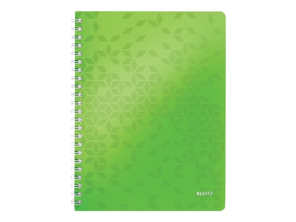 Leitz WOW - Anteckningsblock - trådbunden - A4 (210 x 297 mm) - 80 ark / 160 sidor - fyrkantig - 4 hål - grön - polypropylen (PP)
